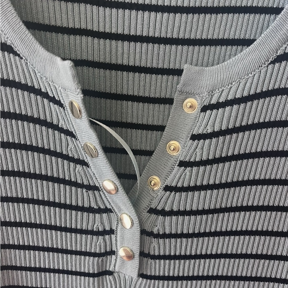 NWOT Love Tree mint stone and black striped ribbed sleeveless dress! Size Large - Picture 7 of 10